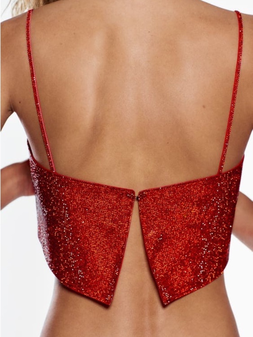 Zara Red Sequin Crop Top
